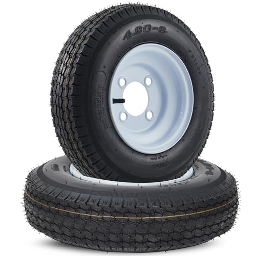 GarveeTech 2PCS 4.80-8 480-8 4.80 x 8 with 4 Lug Trailer Tire, Max Load 760 LBS 90PSI, Center Bore 2.85", 2 Pack 4.80 8 Tires with 4 Lug on 4 inch, Muti Function Lawn Mower & Tractor Turf & Boat Tire - Image 1