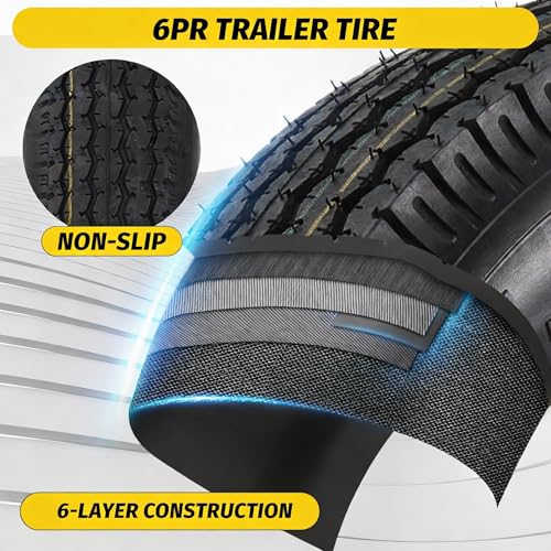 GarveeTech 2PCS 4.80-8 480-8 4.80 x 8 with 4 Lug Trailer Tire, Max Load 760 LBS 90PSI, Center Bore 2.85", 2 Pack 4.80 8 Tires with 4 Lug on 4 inch, Muti Function Lawn Mower & Tractor Turf & Boat Tire - Image 4
