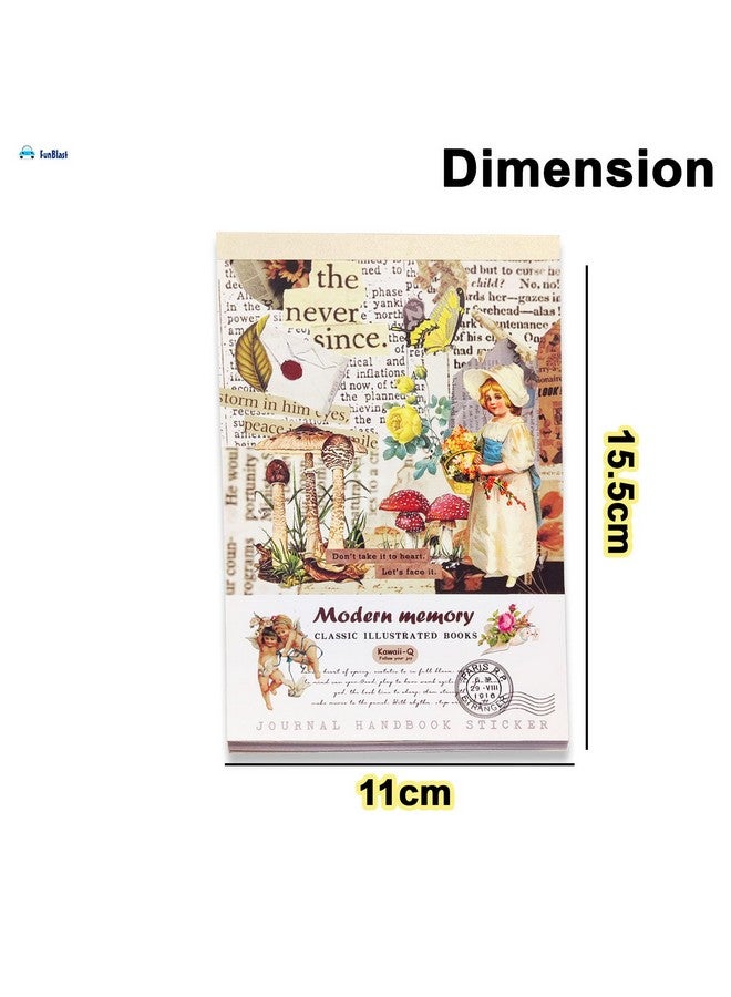 FunBlast Sticker Book Set - 20 Sheets/240+ Paper Stickers, Classical Aesthetic Booklet, Retro Decorative Stickers for Scrapbook, Stickers for Project, Japanese Style Stickers, Journals, Scrapbooking - Image 2