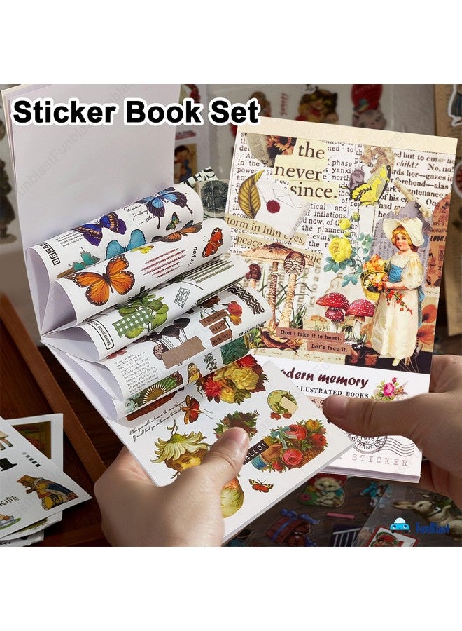 FunBlast Sticker Book Set - 20 Sheets/240+ Paper Stickers, Classical Aesthetic Booklet, Retro Decorative Stickers for Scrapbook, Stickers for Project, Japanese Style Stickers, Journals, Scrapbooking - Image 4