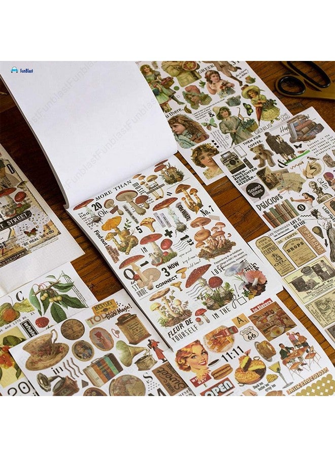 FunBlast Sticker Book Set - 20 Sheets/240+ Paper Stickers, Classical Aesthetic Booklet, Retro Decorative Stickers for Scrapbook, Stickers for Project, Japanese Style Stickers, Journals, Scrapbooking - Image 3