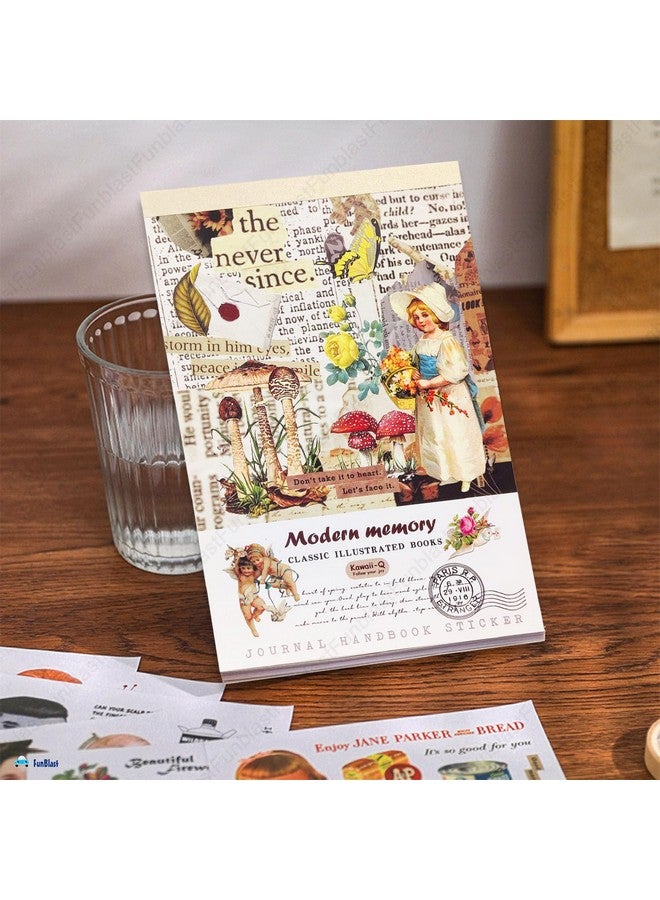 FunBlast Sticker Book Set - 20 Sheets/240+ Paper Stickers, Classical Aesthetic Booklet, Retro Decorative Stickers for Scrapbook, Stickers for Project, Japanese Style Stickers, Journals, Scrapbooking - Image 5