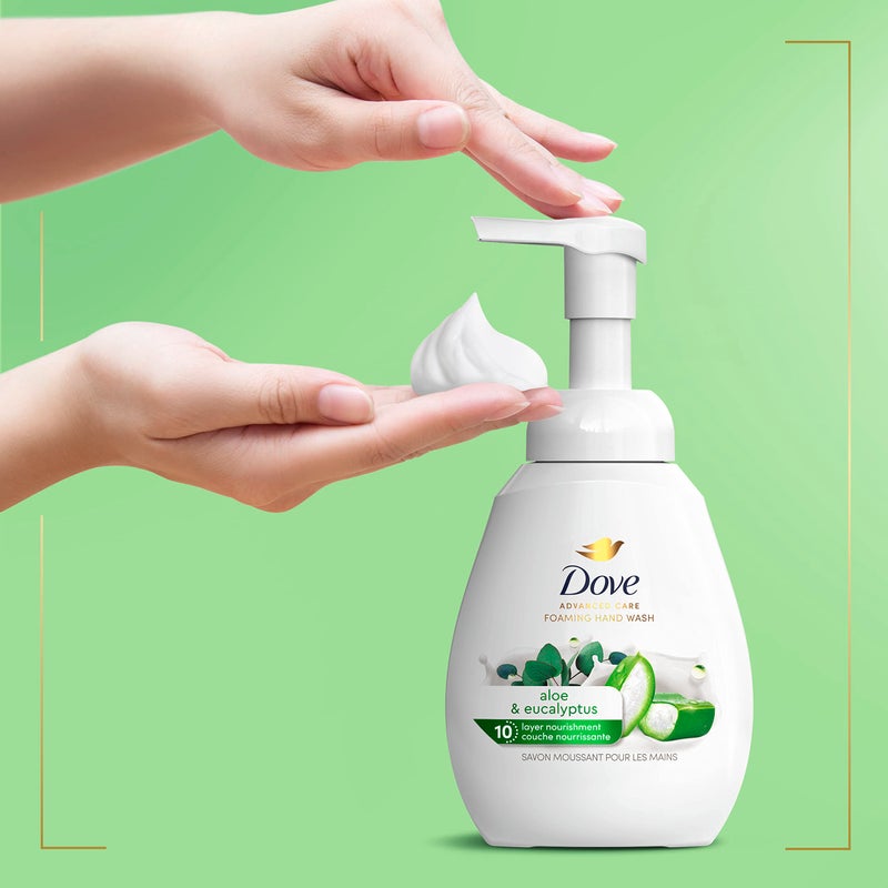 Dove Foaming Hand Wash 4 Count Aloe & Eucalyptus Protects Skin from Dryness, More Moisturizers than the Leading Ordinary Hand Soap, 10.1 oz - Image 5