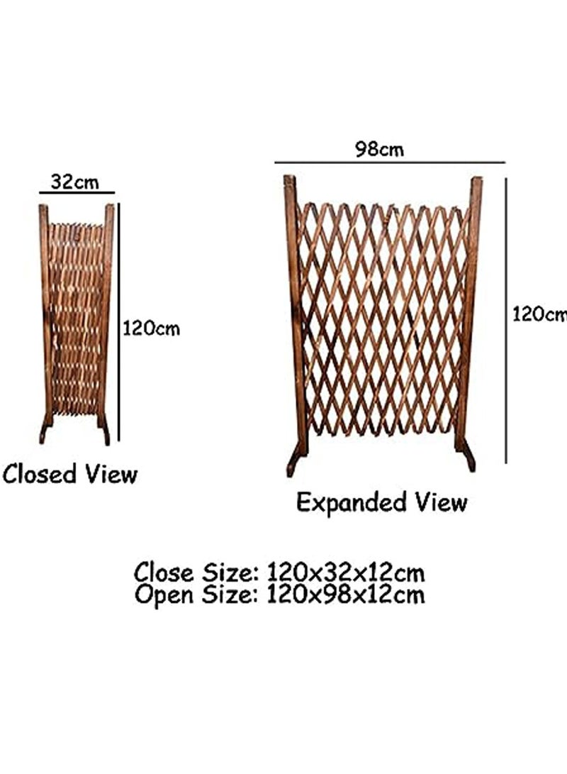 HOME TASTE Expendable Wooden Garden Fence Wooden Trellis Fence Expandable Trellis Fence Free Standing Fence Wooden Fence Gate For Pets Extension Decorative Wood Wicker Balcony Privacy Fences - Image 2