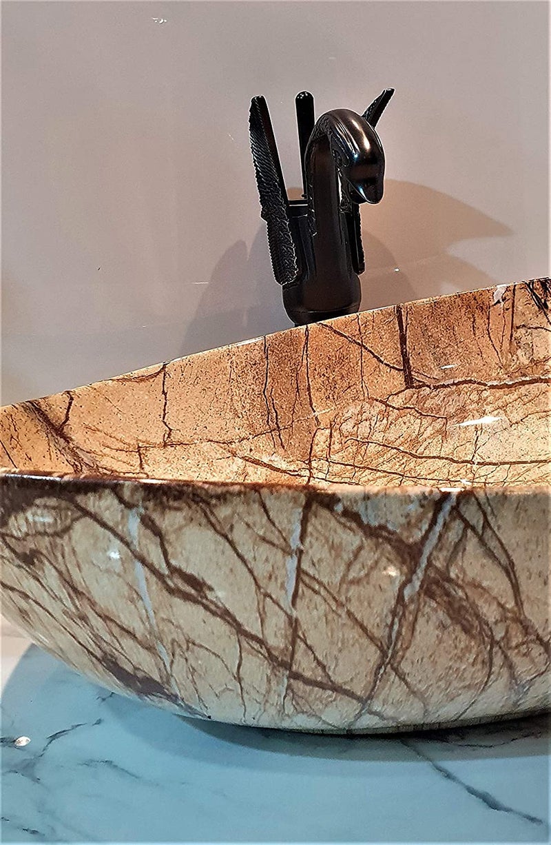 B BACKLINE ب بكلين خط خلفي طاولة قمة حوض غسيل سيراميك مصمم فني حوض وعاء حواف رفيعة لحوض الحمام 21 × 15 × 6 بوصة - Image 3