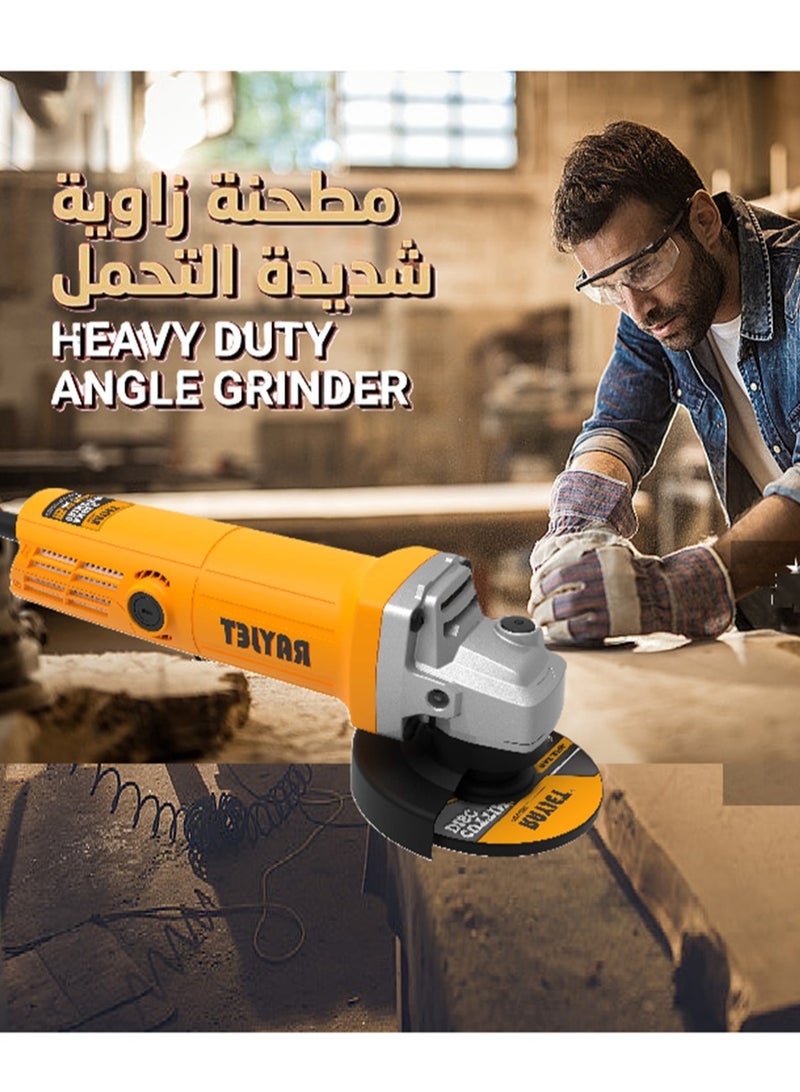 RAYJET Angle Grinder, Corded Cutting Sanding and Polishing, Side Handle, 750W, Tool-free Guard Adjustment, 2-Position Side Handle, For Metal Grinding and Cutting, Orange/Black - Image 4