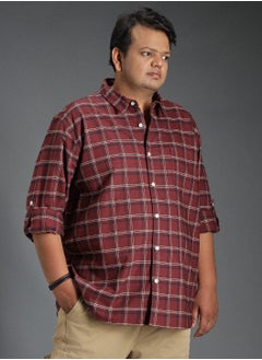 HIGH STAR Regular Fit Brown Classic Tartan Checked Shirt for Men  - Image 1