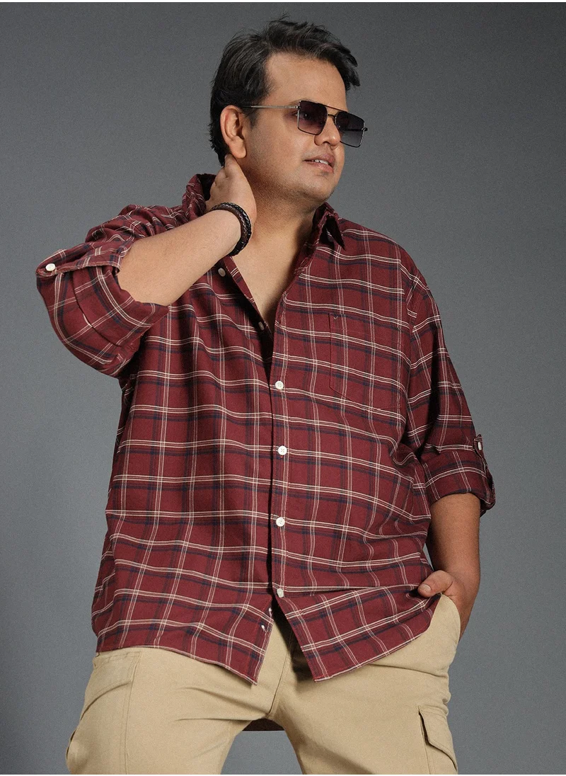 هاي ستار Regular Fit Brown Classic Tartan Checked Shirt for Men