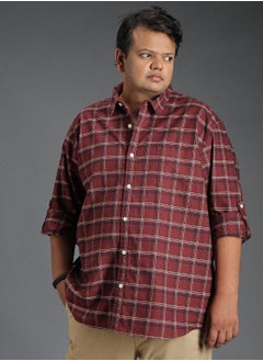 HIGH STAR Regular Fit Brown Classic Tartan Checked Shirt for Men  - Image 3