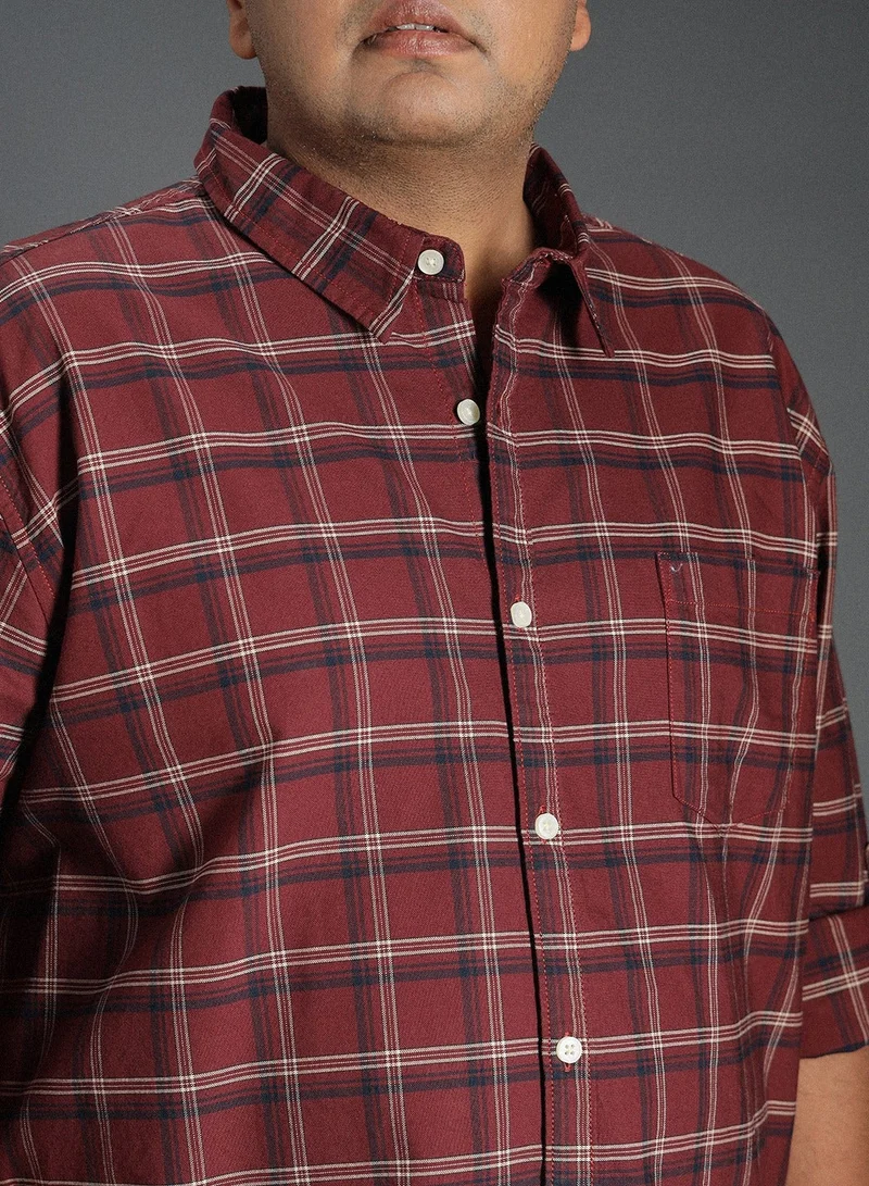 High Star  Regular Fit Brown Classic Tartan Checked Shirt for Men for Men | Best Price UAE