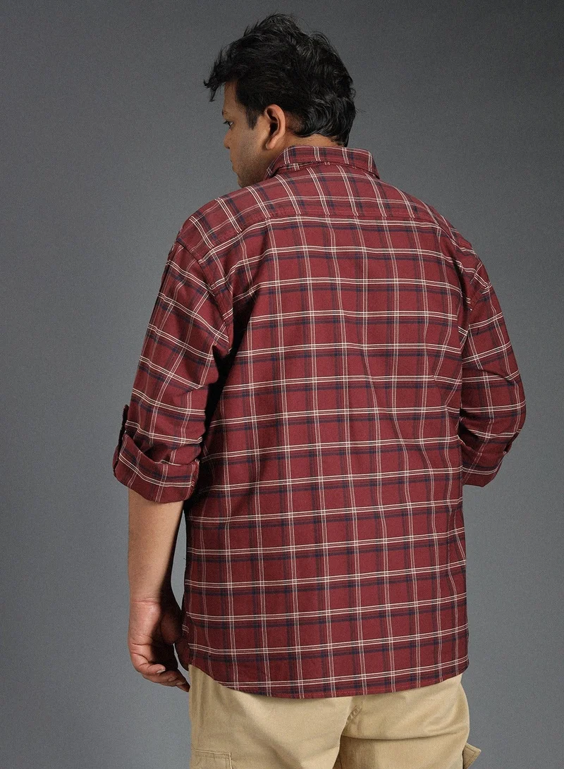 High Star  Regular Fit Brown Classic Tartan Checked Shirt for Men for Men | Best Price UAE