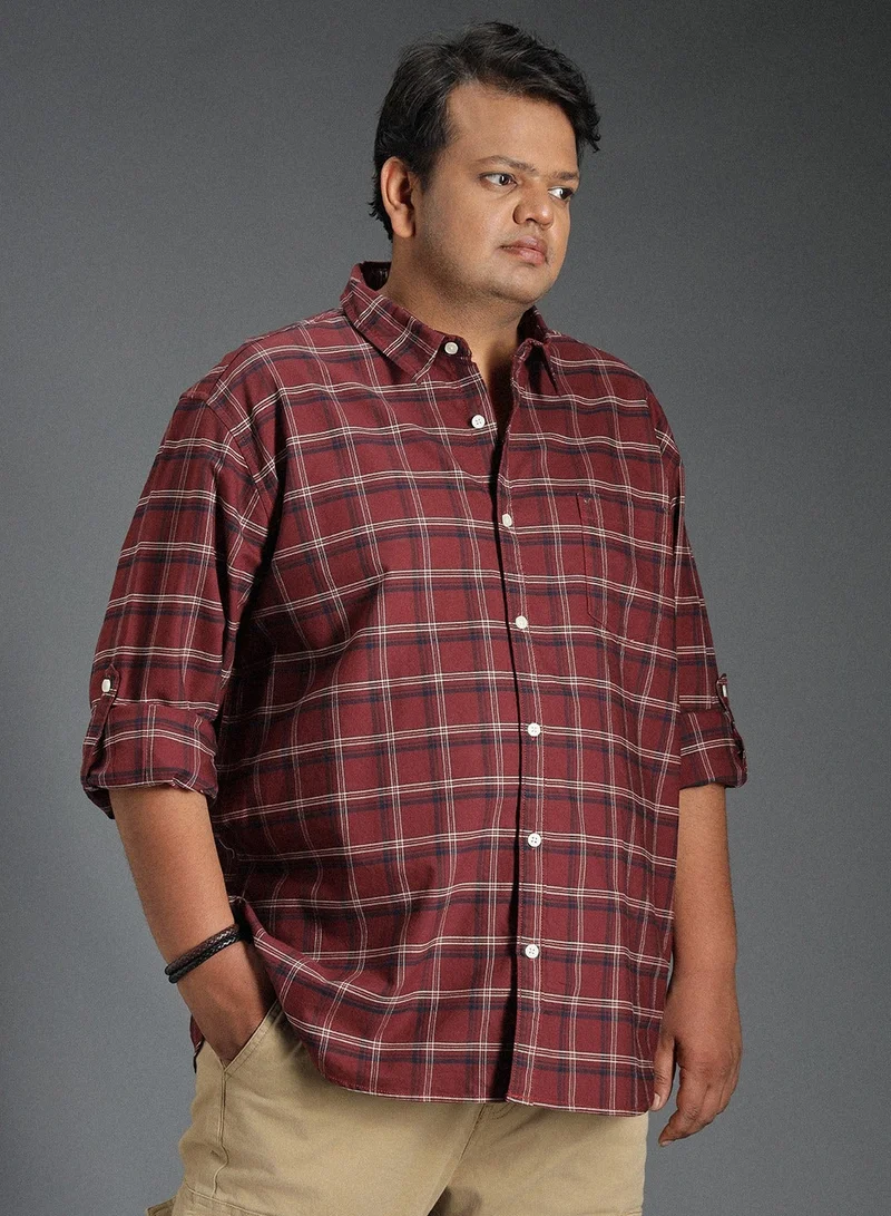 High Star  Regular Fit Brown Classic Tartan Checked Shirt for Men for Men | Best Price UAE