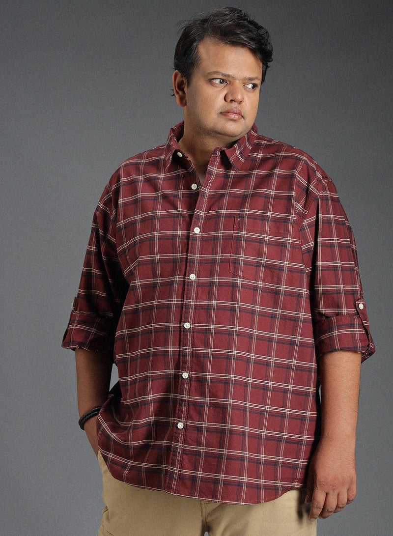 HIGH STAR Regular Fit Brown Classic Tartan Checked Shirt for Men - Image 1