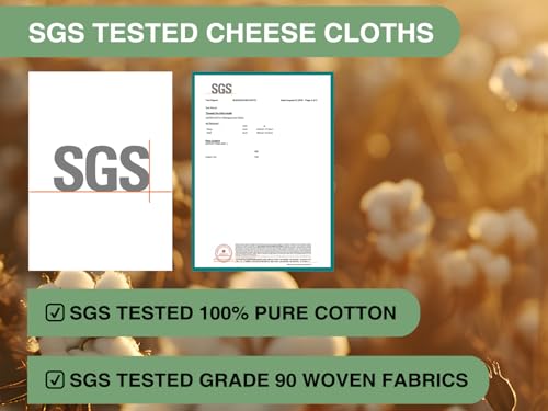 Olicity Cheese Cloths, Grade 90, 45 Sq Feet, Reusable Cheese Cloth with Closed Edges Unbleached Cotton Cheesecloth for Straining, Fine Mesh Fabric Muslin Cloth for Cooking, Baking, Milk,Crafts-5 Yards - Image 2