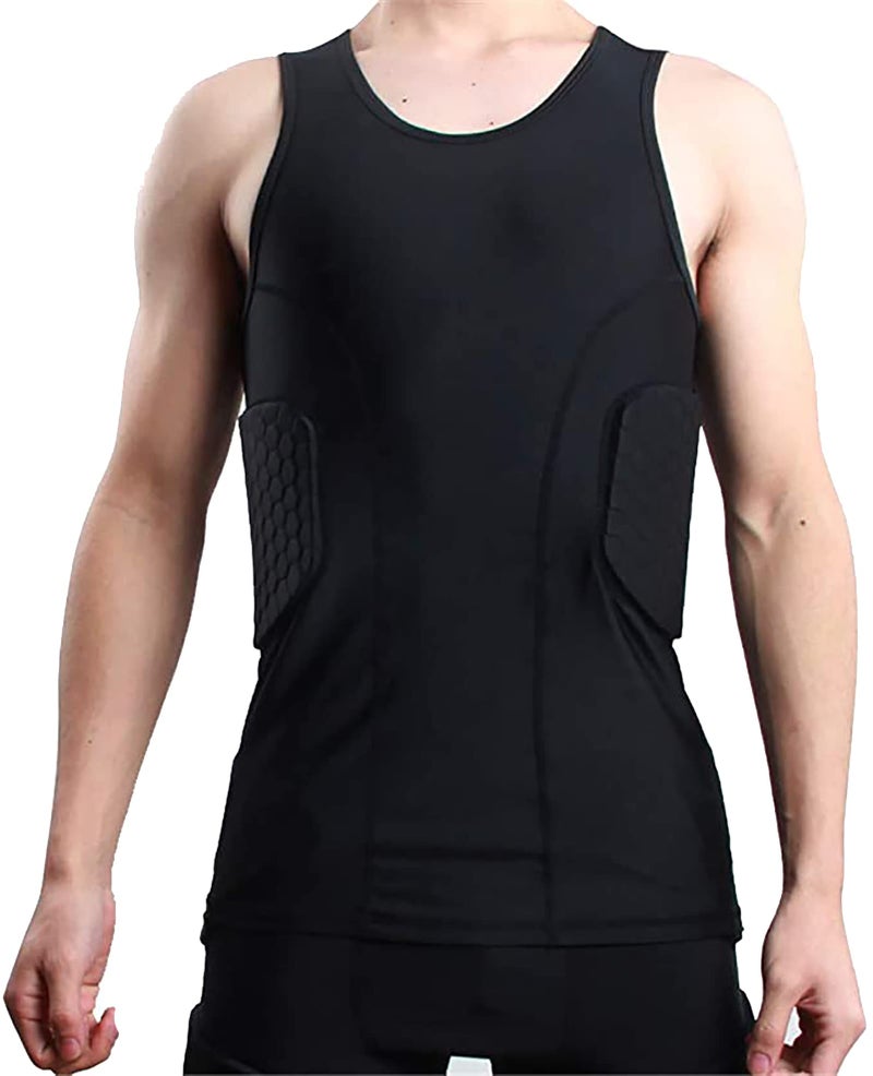 Jellybro Padded Sleeveless Shirt Chest Rib Protector Protective Shir Vest for Football Rugby Paintball - Image 4