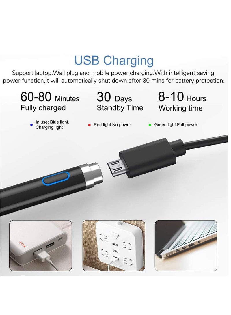 ELTRAZONE قلم ستايلس نشط متوافق مع شاشات اللمس iOS و Android، قلم رقمي لجهاز iPad، الهاتف المحمول والتابلت، قلم ستايلس لجهاز iPad، iPad Pro/Air/Mini، iPhone، قلم سعوي للكتابة والرسم، أسود - Image 5