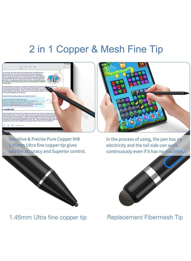 ELTRAZONE قلم ستايلس نشط متوافق مع شاشات اللمس iOS و Android، قلم رقمي لجهاز iPad، الهاتف المحمول والتابلت، قلم ستايلس لجهاز iPad، iPad Pro/Air/Mini، iPhone، قلم سعوي للكتابة والرسم، أسود - Image 4
