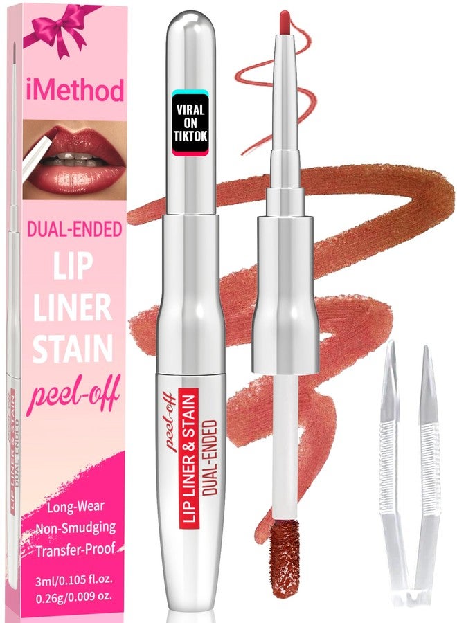 iMethod Lip Liner Stain - Lip Colour, 2-in-1 Peel Off Lip Colour with Two Ends and Tweezers, Natural, Long-Lasting, Easy to Apply, for All Skin Types, Lasts All Day Cocoa - Image 1