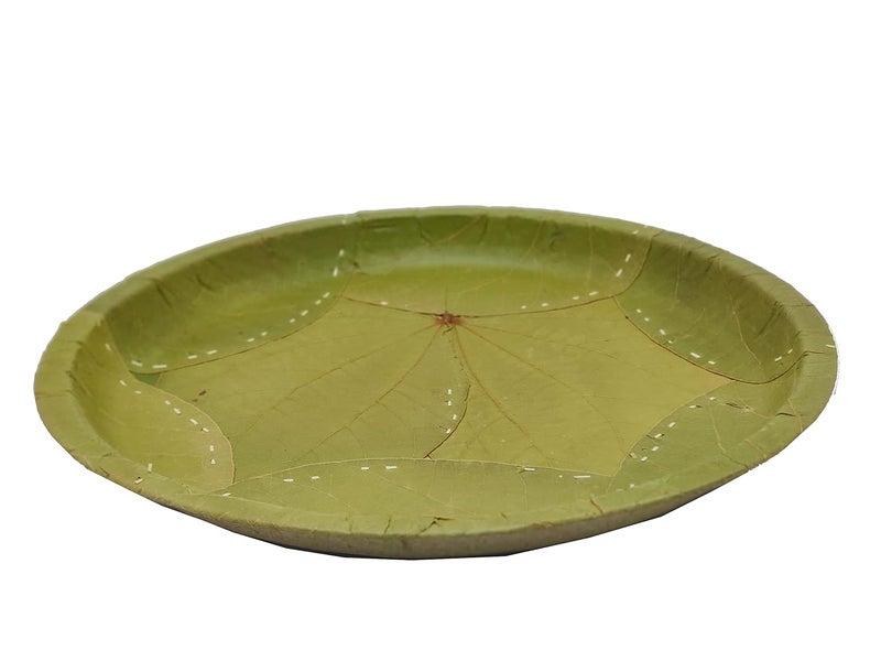 SAI PRASEEDA 100 Biodegradable_Eco Friendly_12 Inch One Side Leaf Dinner Plates_Pack of 100_Natural Leaf Plates_ SPOYP30 - Image 4