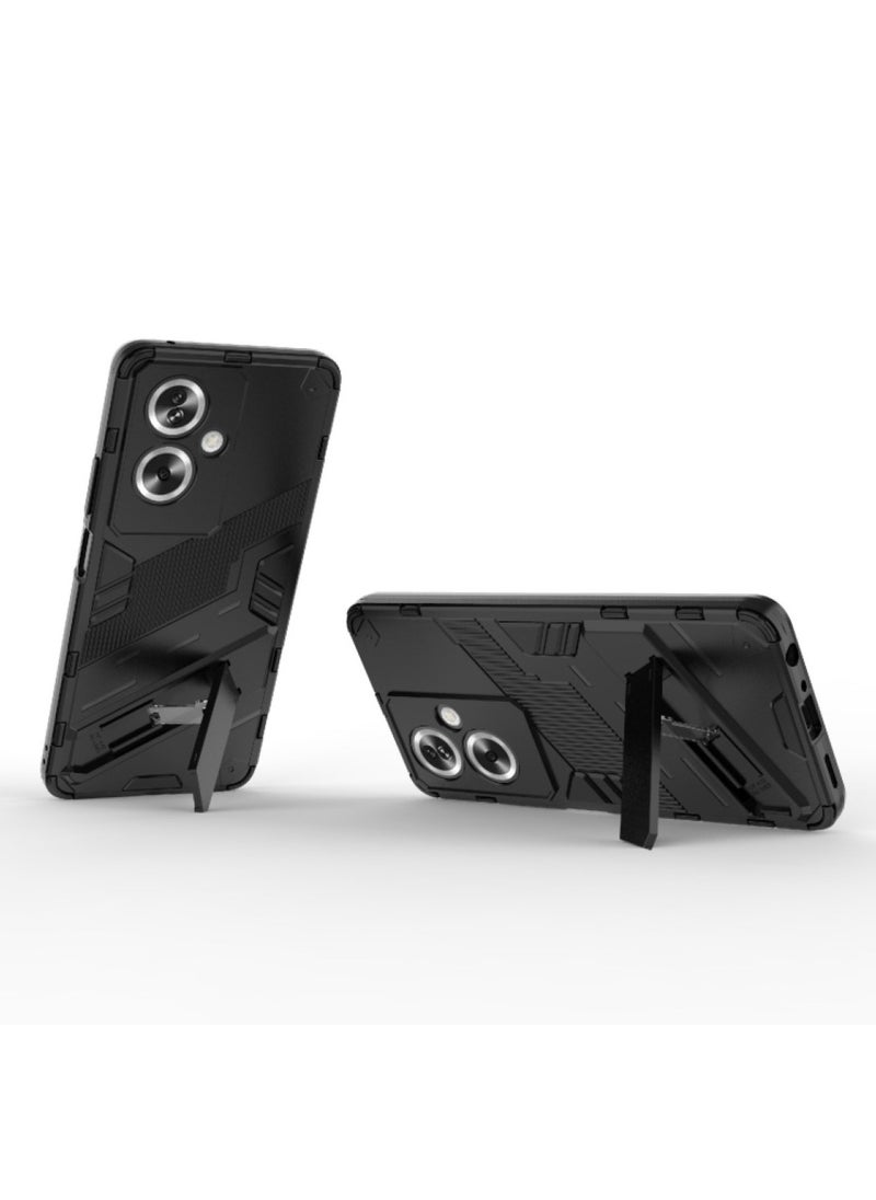 Oppo A79 5G - Original Punk Shock-Resistant Case Cover with Built-in Kickstand: Durable, Lightweight, and Shock-Absorbing - Black