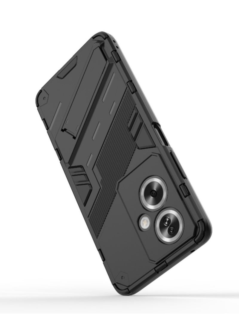 Oppo A79 5G - Original Punk Shock-Resistant Case Cover with Built-in Kickstand: Durable, Lightweight, and Shock-Absorbing - Black