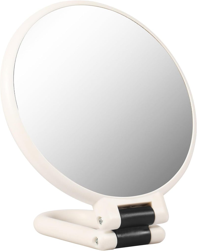 windforgecraft Travel Hand Mirrors with Handle 30X/1X Double-Sided Hand Held Magnified Mirror Hand Held Mirror for Eyes Makeup Travel Magnifying Mirror Hand Held Foldable Travel Mirror for Makeup (White) - Image 1
