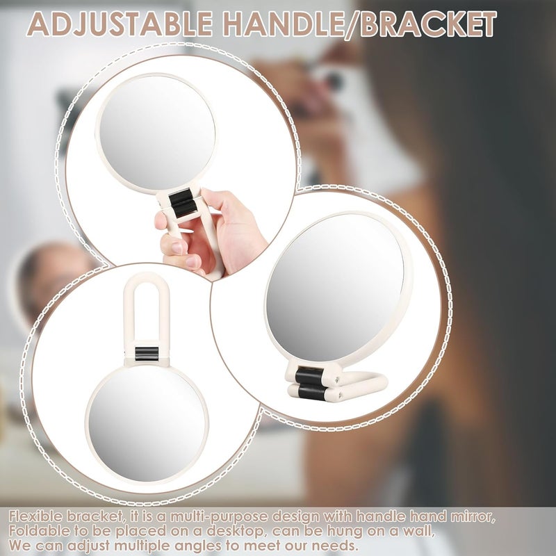 windforgecraft Travel Hand Mirrors with Handle 30X/1X Double-Sided Hand Held Magnified Mirror Hand Held Mirror for Eyes Makeup Travel Magnifying Mirror Hand Held Foldable Travel Mirror for Makeup (White) - Image 5