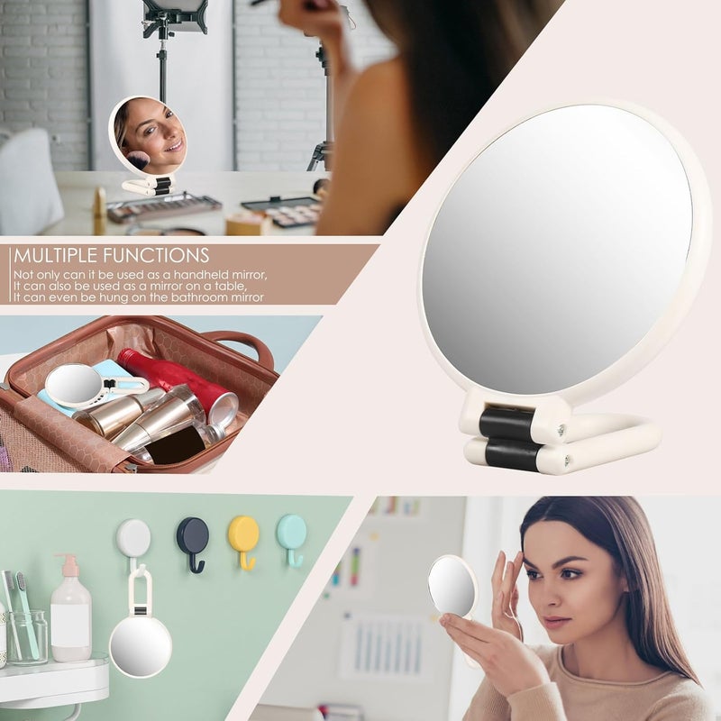 windforgecraft Travel Hand Mirrors with Handle 30X/1X Double-Sided Hand Held Magnified Mirror Hand Held Mirror for Eyes Makeup Travel Magnifying Mirror Hand Held Foldable Travel Mirror for Makeup (White) - Image 4