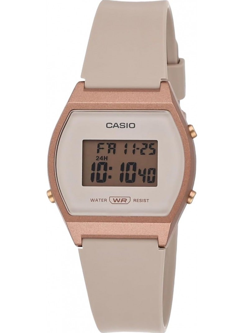 Casio Women's Watch - LW-204-4ADF Rose Gold Dial, Beige Band - Image 1