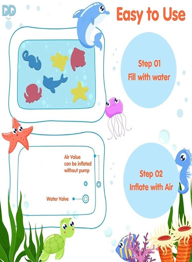 DS ENTERPRISE Baby Water Play Mat Toy Inflatable Tummy Time Leak-Proof| |Fun Activity Play Center Your Baby's Stimulation Growth with Floating Toys, Water Floor Mat for Babies, Infants & Toddlers (Square) - Image 3