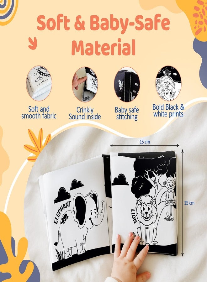 The Curious Bees - My Black & White Animal Friends | High Contrast Soft Sensory Cloth Book for Infants | Crinkle Sounds for Sensory Development & Play | BIS Approved - Image 3