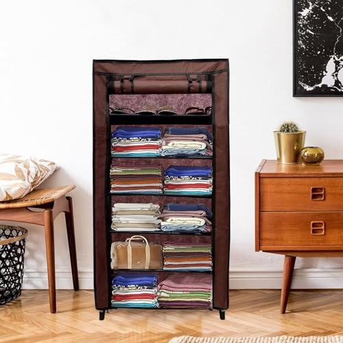 RAXON WORLD 6 Layer Brown Space-Saver Collapsible Wardrobe: Maximize Your Space with Style - Image 4