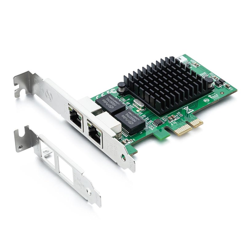 10جتيك 10/100/1000 ميجابت في الثانية محول شبكة متقارب إيثرنت جيجابت (NIC) مع شريحة Intel 82576، بطاقة شبكة PCI Express إيثرنت، منفذان RJ45 نحاسيان، PCI Express 2.0 X1، مقارنة مع Intel E1G42ET - Image 1