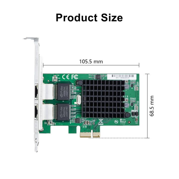 10جتيك 10/100/1000 ميجابت في الثانية محول شبكة متقارب إيثرنت جيجابت (NIC) مع شريحة Intel 82576، بطاقة شبكة PCI Express إيثرنت، منفذان RJ45 نحاسيان، PCI Express 2.0 X1، مقارنة مع Intel E1G42ET - Image 3