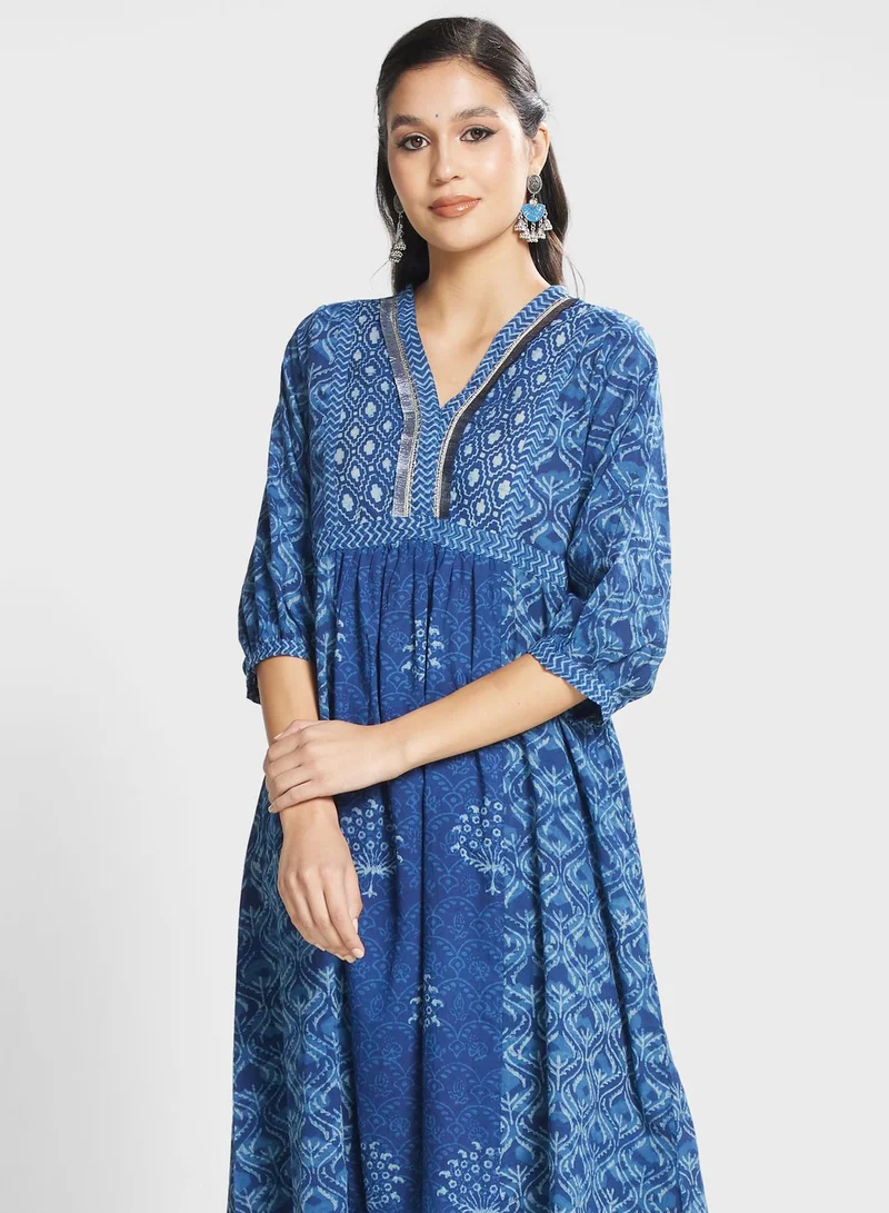 Biba Puff Sleeve Printed Suit set