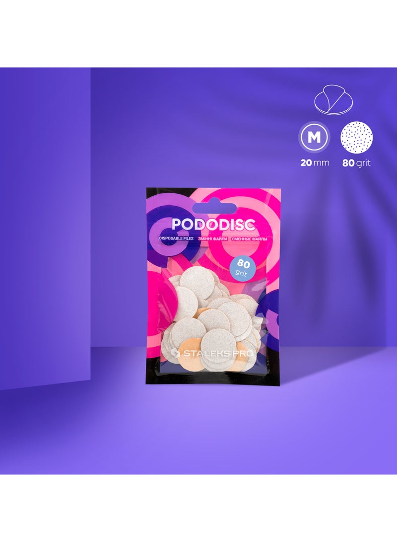 STALEKS PRO Disposable White Files for Pedicure Disc | PODODISC M EXPERT 80 grit (50 pcs) - Image 1