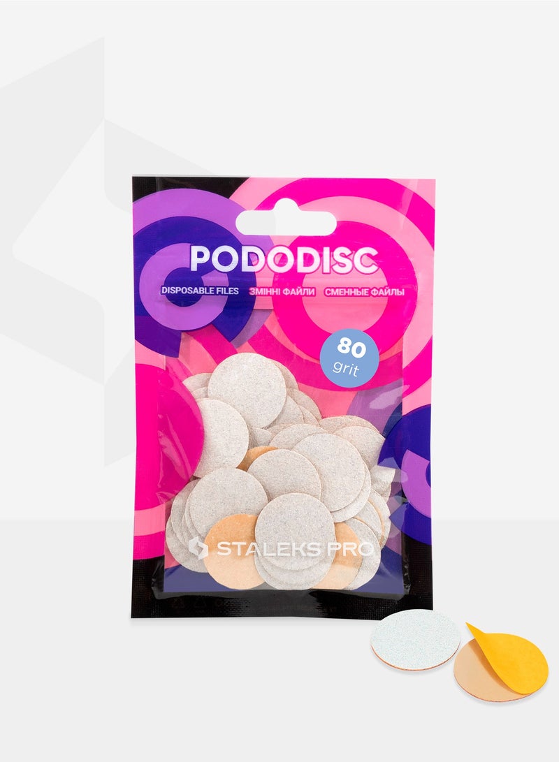 STALEKS PRO Disposable White Files for Pedicure Disc | PODODISC M EXPERT 80 grit (50 pcs) - Image 2