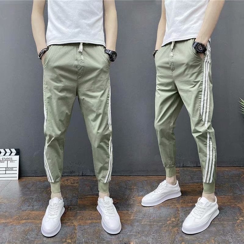 Summer Mens Slim Harem Joggers Casual Pants Green  - Image 1