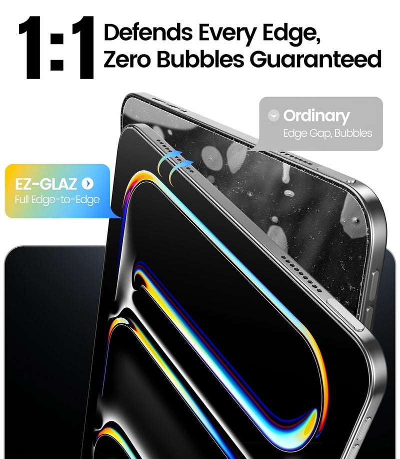 EZ-GLAZ-2 Pack for iPad Pro 13 Inch Screen Protector M5/M4 (2025/2024), Military-Grade Shatterproof, 9H+ Tempered Glass with Installation Box, Anti-Scratch, Apple Pencil Compatible, HD Clarity, Bubble Free - Image 5