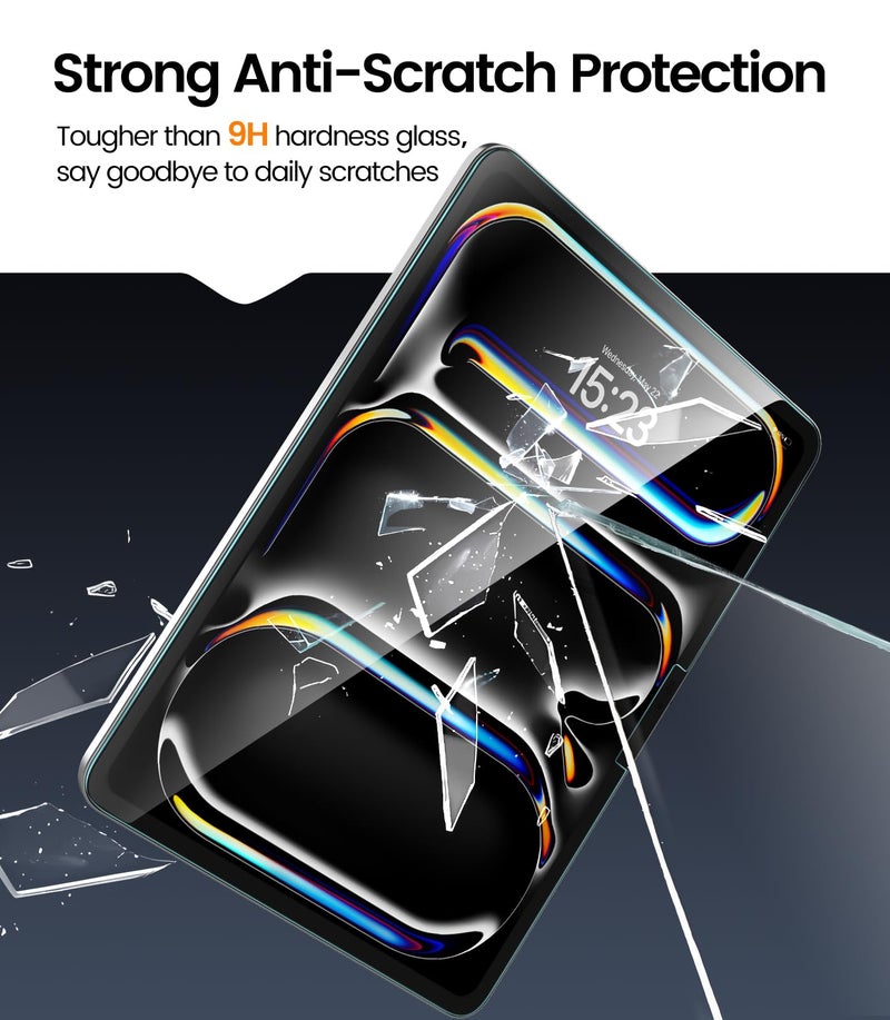 EZ-GLAZ-2 Pack for iPad Pro 13 Inch Screen Protector M5/M4 (2025/2024), Military-Grade Shatterproof, 9H+ Tempered Glass with Installation Box, Anti-Scratch, Apple Pencil Compatible, HD Clarity, Bubble Free - Image 3
