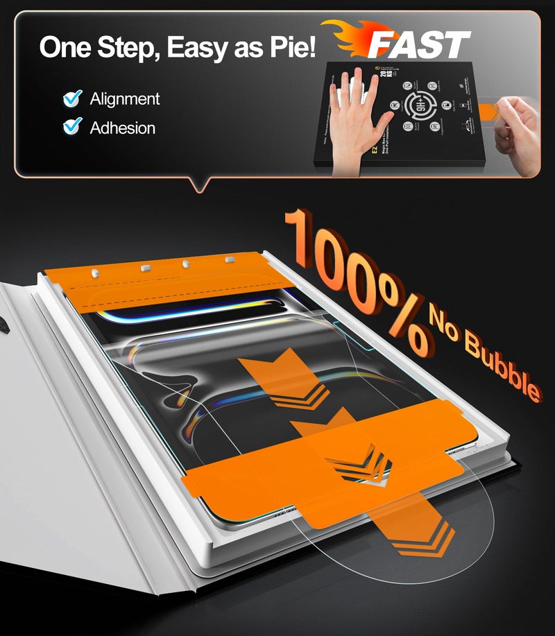EZ-GLAZ-2 Pack for iPad Pro 13 Inch Screen Protector M5/M4 (2025/2024), Military-Grade Shatterproof, 9H+ Tempered Glass with Installation Box, Anti-Scratch, Apple Pencil Compatible, HD Clarity, Bubble Free - Image 2