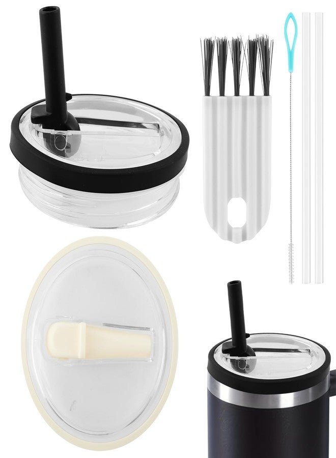 HONUTIGE 2 Pack 40 oz Tumbler Flip Straw Lid Replacement fit for Stanley Quencher, Tumbler Leak Proof Lid Spill Proof Splash Resistant Tumbler Lids Reusable Tumbler Cover - Image 1