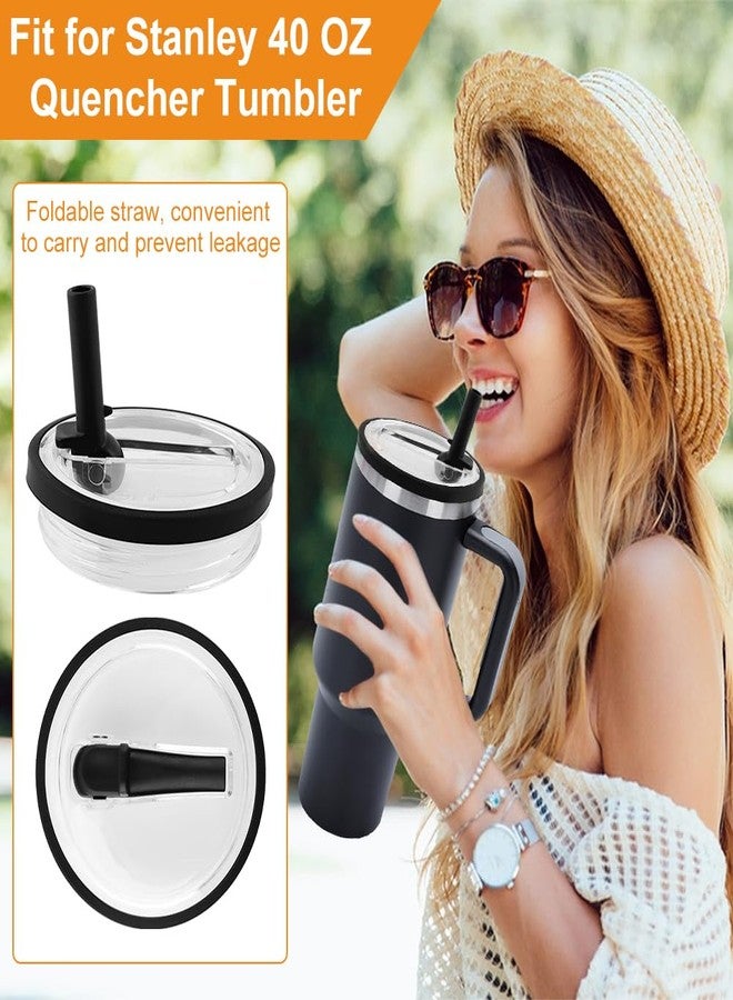 HONUTIGE 2 Pack 40 oz Tumbler Flip Straw Lid Replacement fit for Stanley Quencher, Tumbler Leak Proof Lid Spill Proof Splash Resistant Tumbler Lids Reusable Tumbler Cover - Image 3