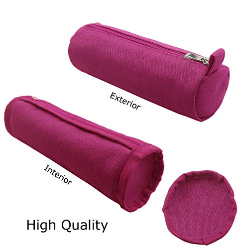 Enyuwlcm Heavy Canvas Stationery Stylish Simple Pencil Bag and Durable Compact Zipper Pencil Case Pouch 1 Pack Pink - Image 3