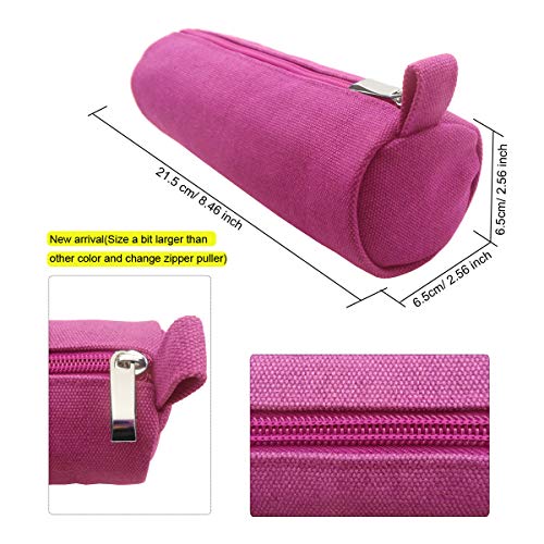 Enyuwlcm Heavy Canvas Stationery Stylish Simple Pencil Bag and Durable Compact Zipper Pencil Case Pouch 1 Pack Pink - Image 2