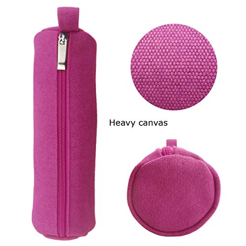 Enyuwlcm Heavy Canvas Stationery Stylish Simple Pencil Bag and Durable Compact Zipper Pencil Case Pouch 1 Pack Pink - Image 4