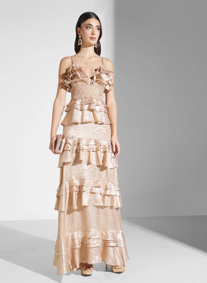 True Decadence Ruffled Evening Dress