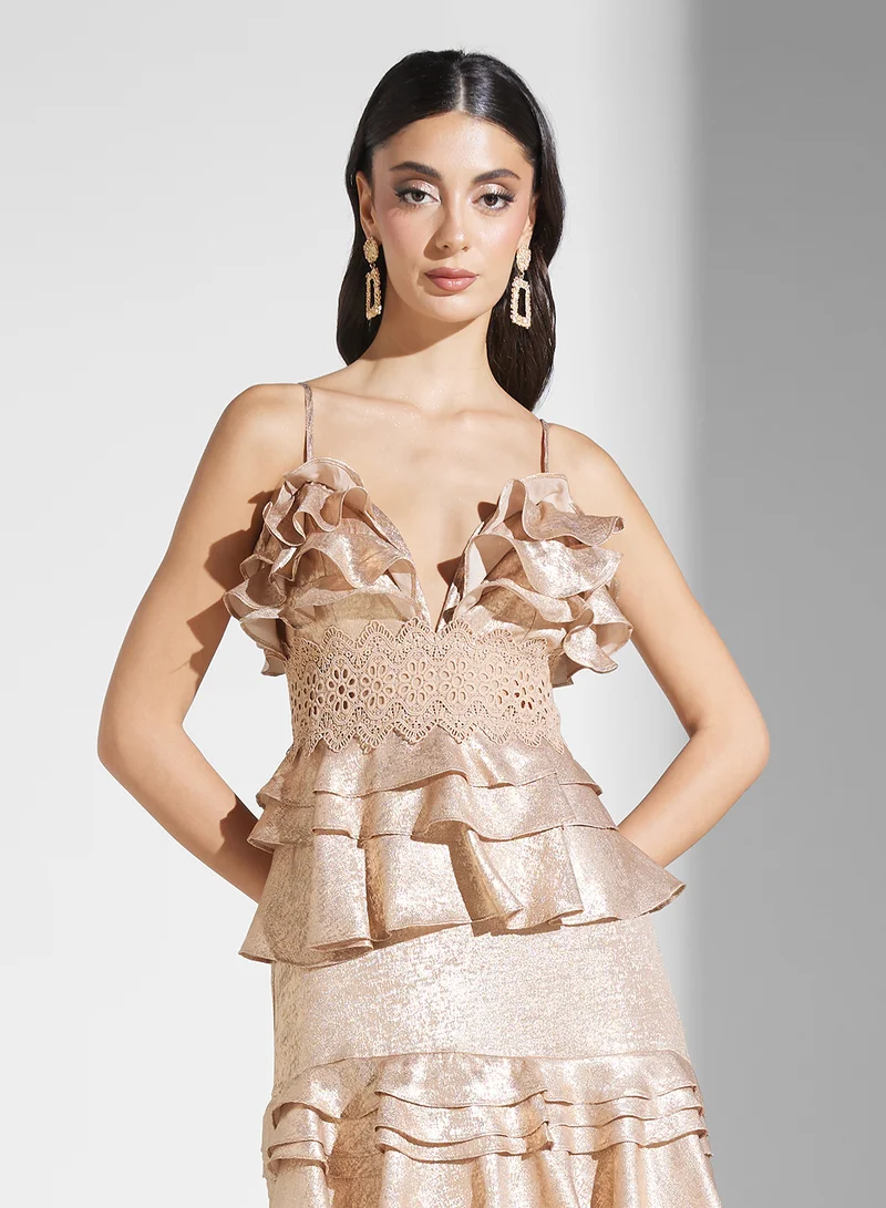 True Decadence Ruffled Evening Dress