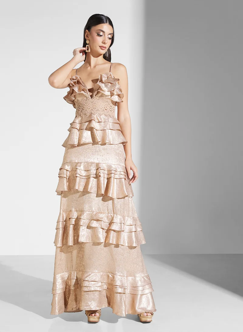 True Decadence Ruffled Evening Dress
