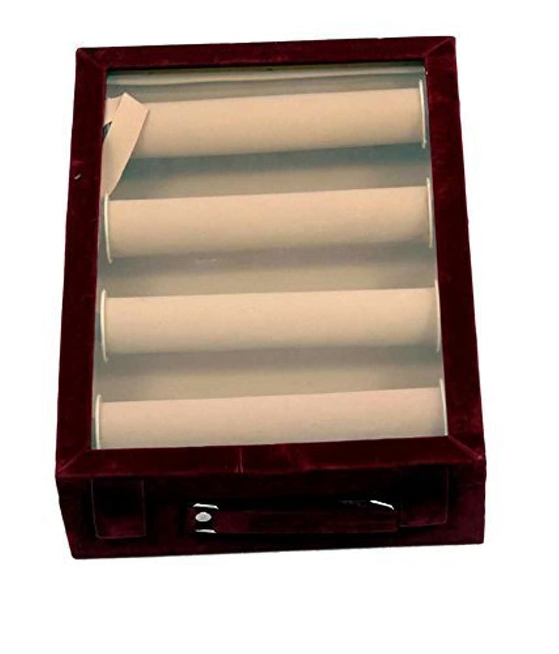 Kuber Industries Kuber Industries ™ Fabric 4 Rods Transparent Bangle Organizer Box (Maroon)  - Image 1